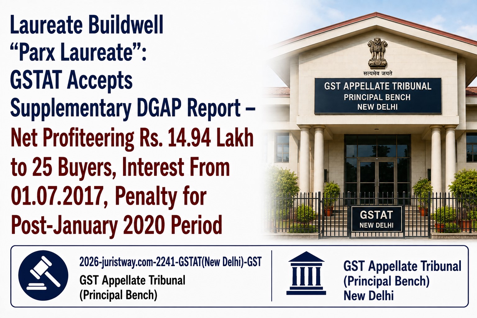 Laureate Buildwell "Parx Laureate": GSTAT Accepts Supplementary DGAP Report — Net Profiteering Rs. 14.94 Lakh to 25 Buyers, Interest From 01.07.2017, Penalty for Post-January 2020 Period