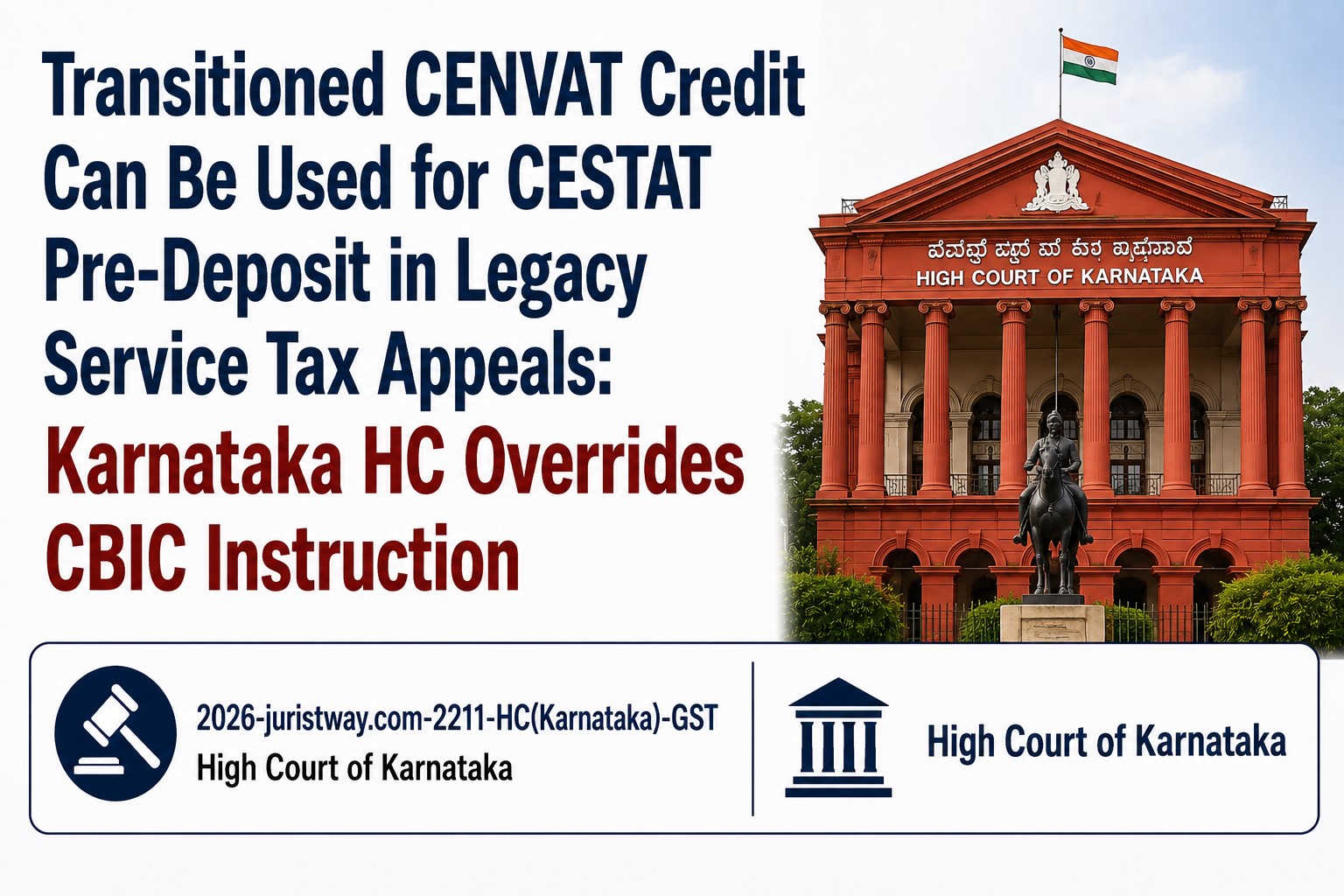 Transitioned CENVAT Credit Can Be Used for CESTAT Pre-Deposit in Legacy Service Tax Appeals: Karnataka HC Overrides CBIC Instruction