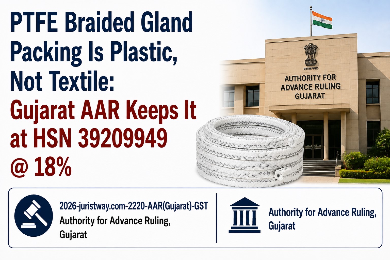 PTFE Braided Gland Packing Is Plastic, Not Textile: Gujarat AAR Keeps It at HSN 39209949 @ 18%