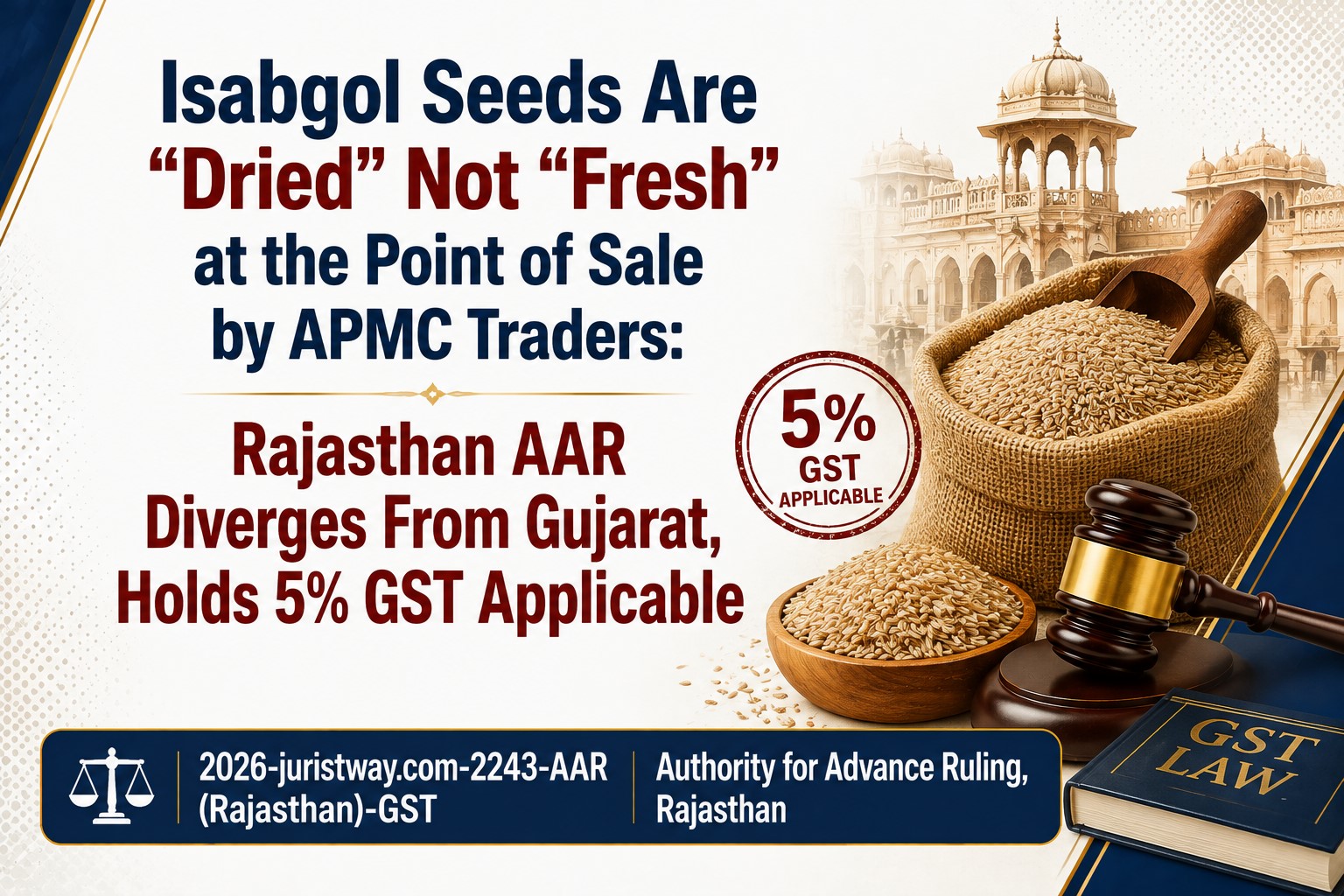 Isabgol Seeds Are "Dried" Not "Fresh" at the Point of Sale by APMC Traders: Rajasthan AAR Diverges From Gujarat, Holds 5% GST Applicable