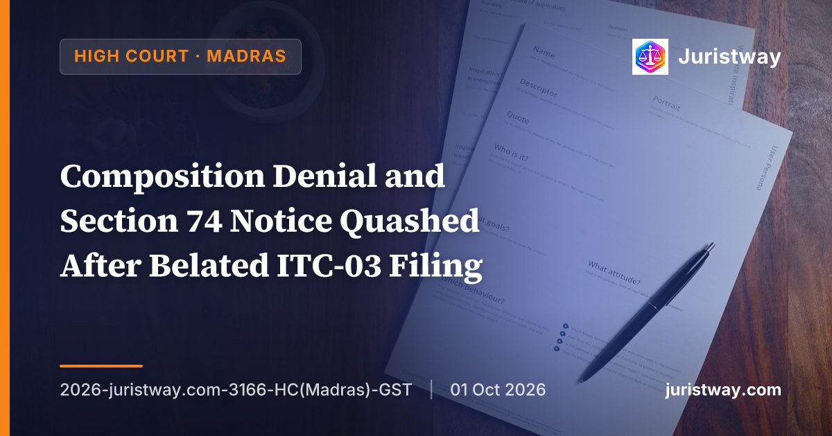 Composition Denial and Section 74 Notice Quashed After Belated ITC-03 Filing: Madras High Court